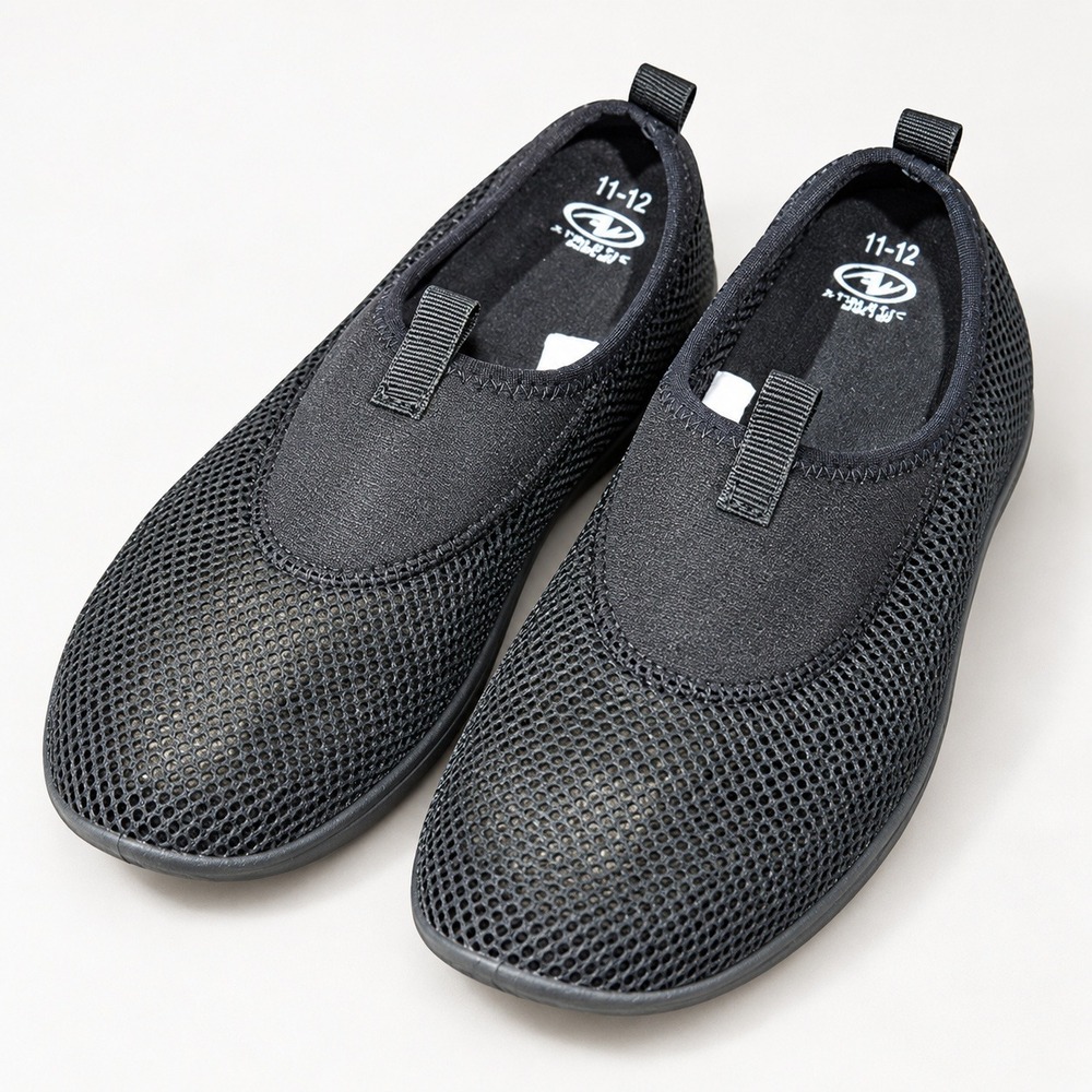 Athletic Works Mens Black Mesh Water Shoes Slip On Aqua Socks Size 11-12
